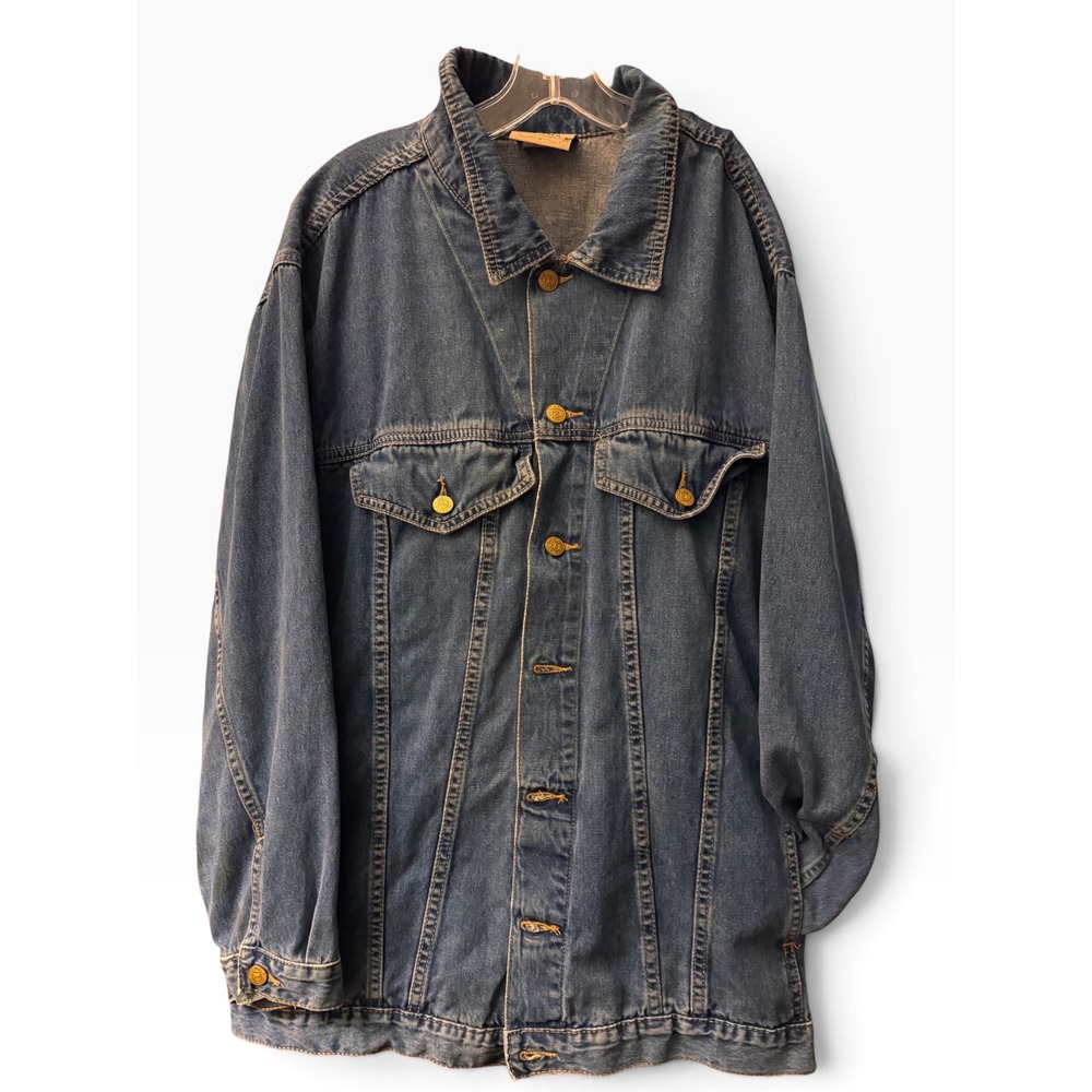 Vintage Venezia Jeans Denim Trucker Jacket Women 14 Blue Cotton Button Up LB6100